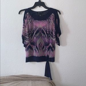 Navy open shoulder blouse